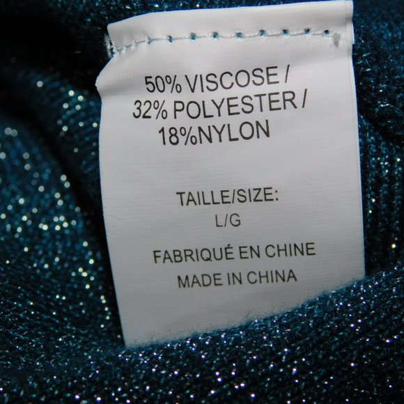 Suzy Shier Womens L Sparkle Glitter Blue oversized Wing Sleeve Top Sweater - Picture 4 of 11